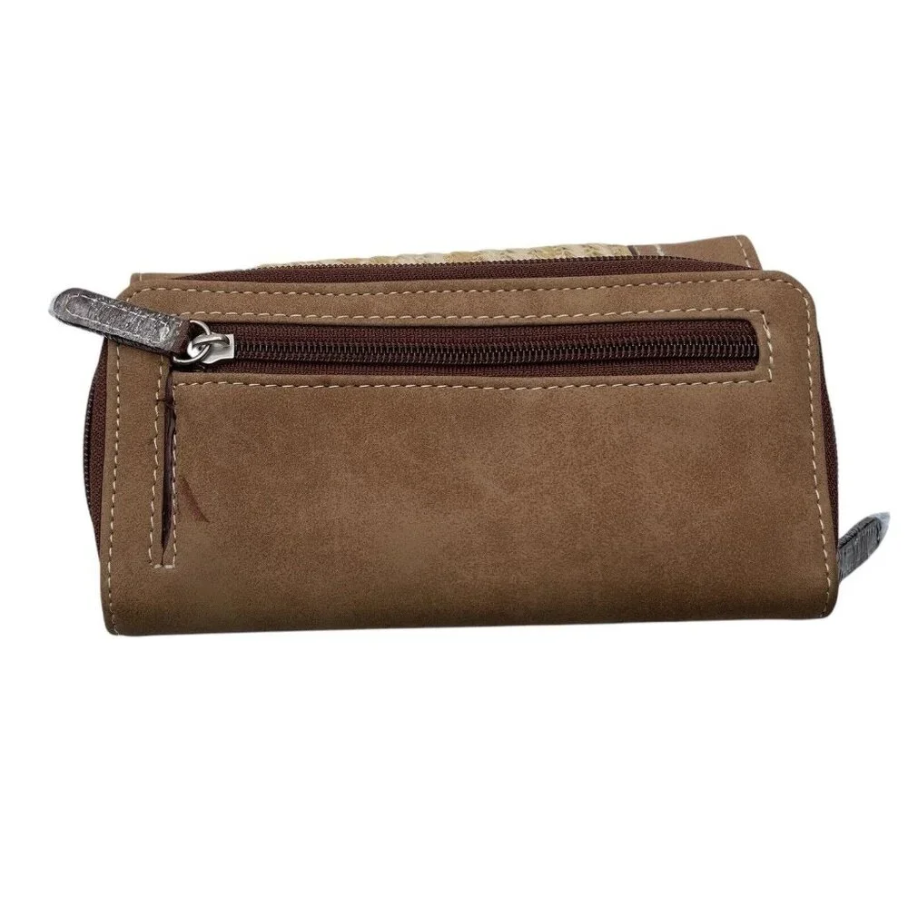 BOC Wallet Womens Weave‎ Faux Leather Tan Brown